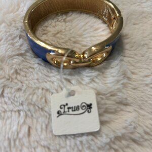 Hinged Blue and Yellow Bangle Bracelet NWT
